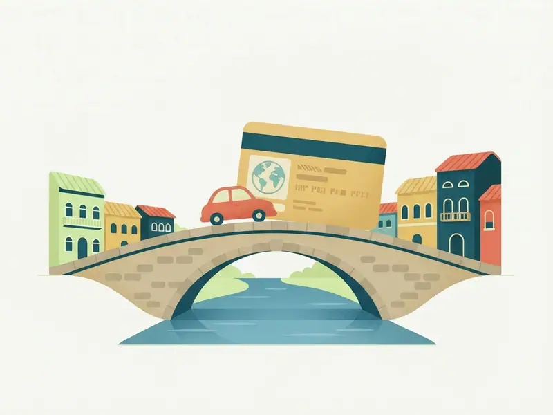 Ilustração de um carro e uma carteira de motorista internacional diante das pontes do Recife e dos casarões de Olinda