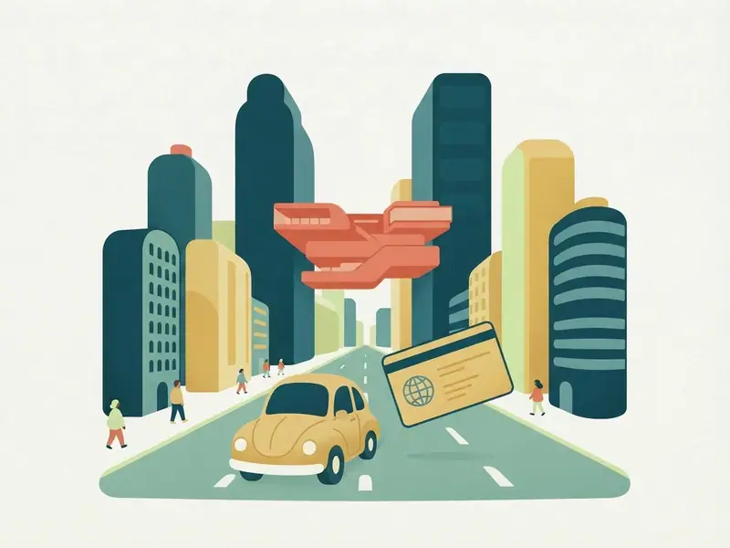 Ilustração de um carro e uma carteira de motorista internacional diante do MASP e dos prédios da Avenida Paulista